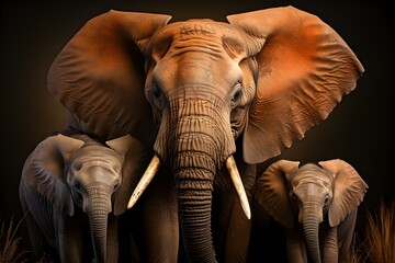 Elephants of Tsavo, black background