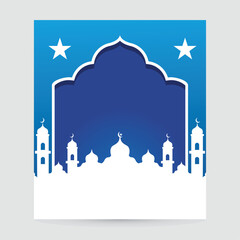 simple islamic background with white and blue mosque