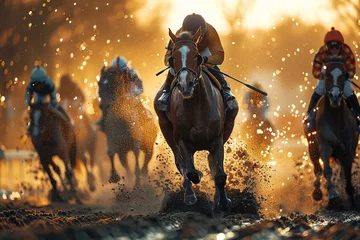 Wandaufkleber Horse racing in action. © Bargais