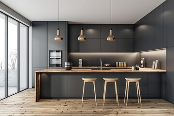 Kitchen interior in beautiful luxury home.