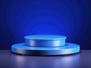 A blue podium with a blue top and a blue bottom