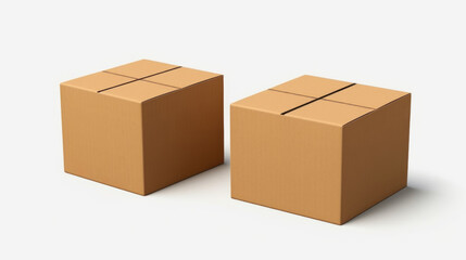 Fototapeta premium Two cardboard boxes are sitting on a white background