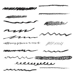 Black collection set of charcoal brushes . Hand drawn vector texture. Modern design element. Hand drawn vector art. Grungy graphite pencil art brushes. Pencil textures of different shapes. Easy edit c