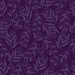 Vector seamless colorful floral pattern for background, textures, fabric, print, textiles, wrapping... Elegant seamless decorative leaves and twigs pattern.