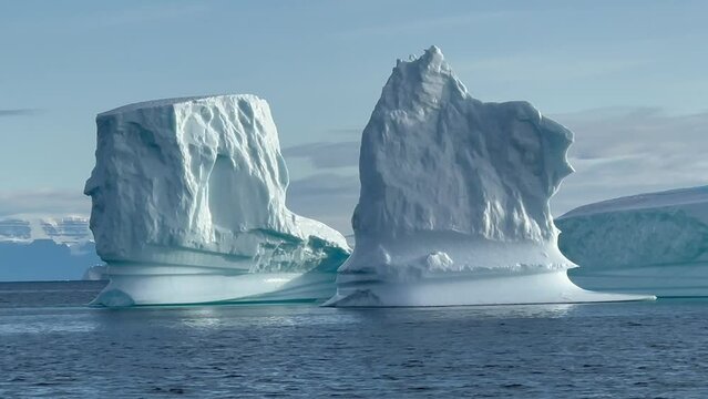 Wonderful icebergs in Hall Bredning. Scoresbysund, Greenland.