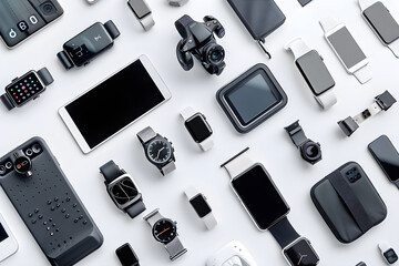 Exquisite Isolation Highlight: Modern Tech Gadgets Displayed on a Clean, White Background