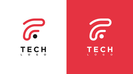 Abstract letter F logo design for digital technology - obrazy, fototapety, plakaty