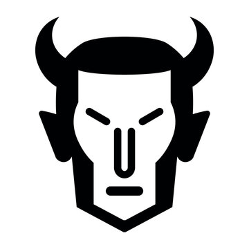 black vector devil icon on white background