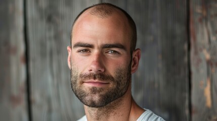 portrait of a handsome man who is going bald - obrazy, fototapety, plakaty