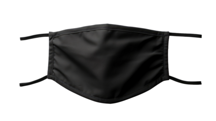 Black Face Mask on White Background. On a White or Clear Surface PNG Transparent Background..