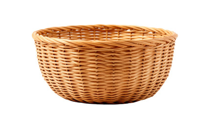 Wicker Basket on White Background. On a White or Clear Surface PNG Transparent Background..