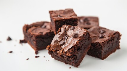 a stack of delicious chocolate brownies on a studio background