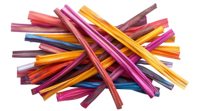 Colorful Sticks Arranged on White Background. On a White or Clear Surface PNG Transparent Background..