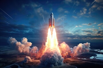 Space Shuttle Launch at Kennedy Space Center. - obrazy, fototapety, plakaty