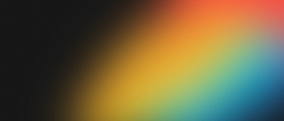 Colorful rainbow light gradient on dark black background.	
