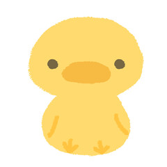 正面を向いて座っているかわいいアヒルの子 © ashiko