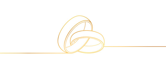 Golden Rings line art style. Valentines day element vector