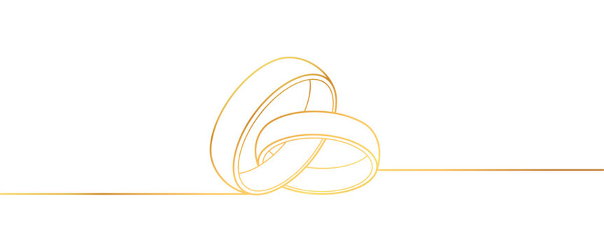 Golden Rings line art style. Valentines day element vector