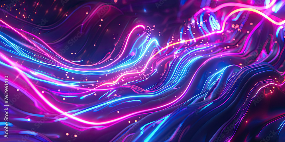 Aufkleber abstract background with colorful glowing lines