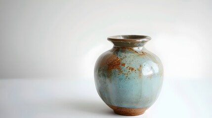 Handcrafted Ceramic Vase on White Background
