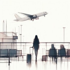 Sketch Lounge of an airport with Generative AI.