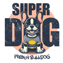 Cute dog French Bulldog cartoon art illustration