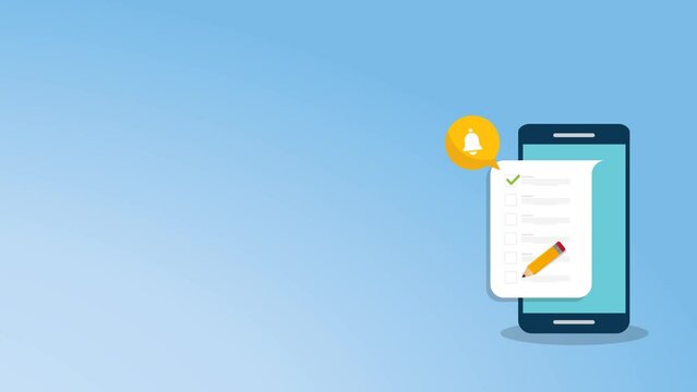 	
Check list document on smartphone, smartphone with paper check list and to do list with checkboxes, concept of survey, online quiz, completed things or done test, feedback.	
