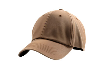 Tan Baseball Cap on White Background. On a White or Clear Surface PNG Transparent Background..