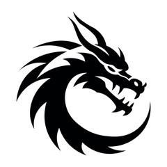 black vector dragon icon on white background