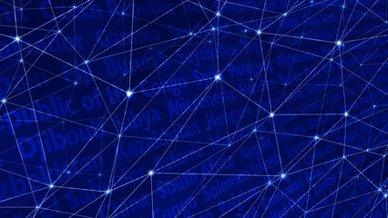 World countries of world connected lines through travel discovery and global communication
