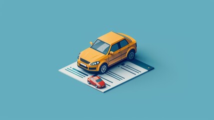 Yellow Car Parked On Top Of Paper