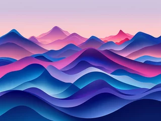Foto auf Alu-Dibond A serene landscape of rolling hills under a pastel sunrise, embodying tranquility and natural beauty. Generative AI © MAX AI