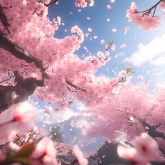 a cherry-blossom landscape -Generative AI
