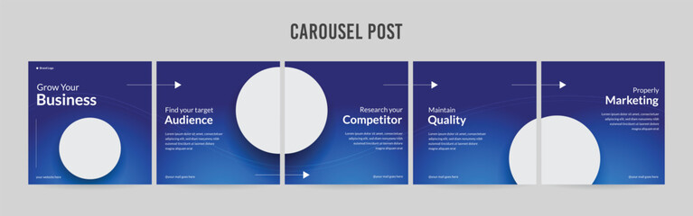 Set of minimalist business carousel post, Customize social media template design, Instagram and Linkedin carousel post, template eps 10.