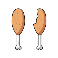 chicken thigh illustration. white background. chicken thigh vector icon.