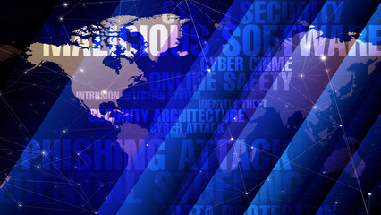 Lettering world map safeguarding cyberspace with cybersecurity and digital technology
