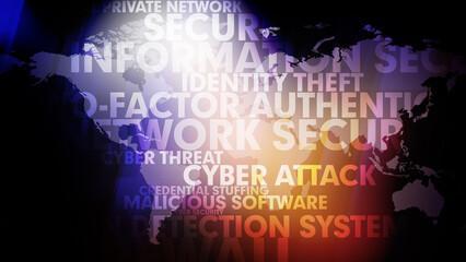 Cyber security protecting personal data and preventing cybercrime on digital world map