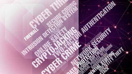 Cyber security background protecting data, preventing cyber crime, and securing online communication and technology