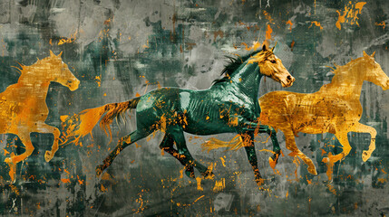 A stunning oil painting of a majestic horse graces the wall with its presence, its regal demeanor captured in exquisite detail. 