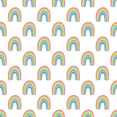 Seamless pattern with rainbow doodle for decorative print, wrapping paper, greeting cards, wallpaper and fabric