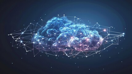 Interconnected Network of Devices in the Cloud, Futuristic Computing Concept Illustration