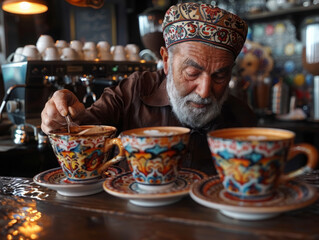 Traditional Arab coffee Meticulously brewed - obrazy, fototapety, plakaty