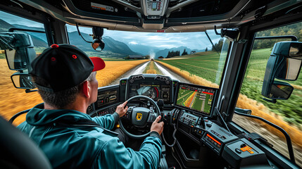 farmer driving a state-of-the-art combine harvester during the harvest season
