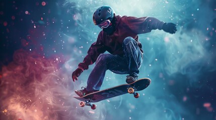 Skateboarder Performing Air Trick