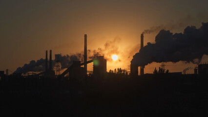 Smoke from pipes of metallurgical plant