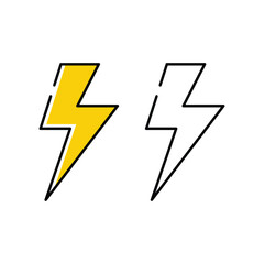 lightning icon illustration. white background. weather vector icon.