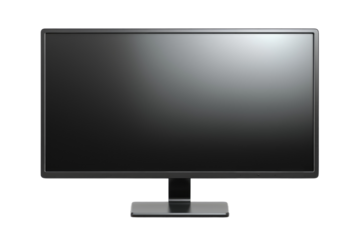 Black Computer Monitor on White Background. On a White or Clear Surface PNG Transparent Background..