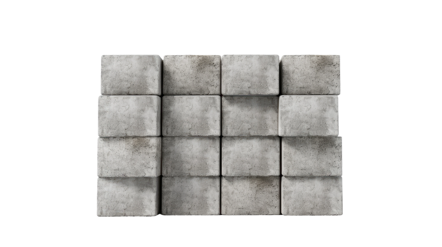 Stack of Cement Blocks. On a White or Clear Surface PNG Transparent Background..