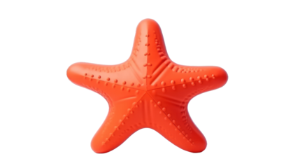 Orange Starfish Toy on White Background. On a White or Clear Surface PNG Transparent Background..