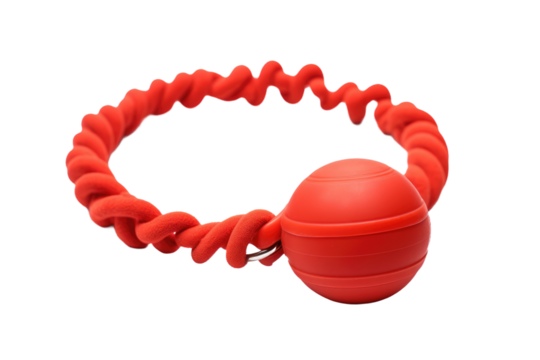 Red Ball With Rope. On a White or Clear Surface PNG Transparent Background..